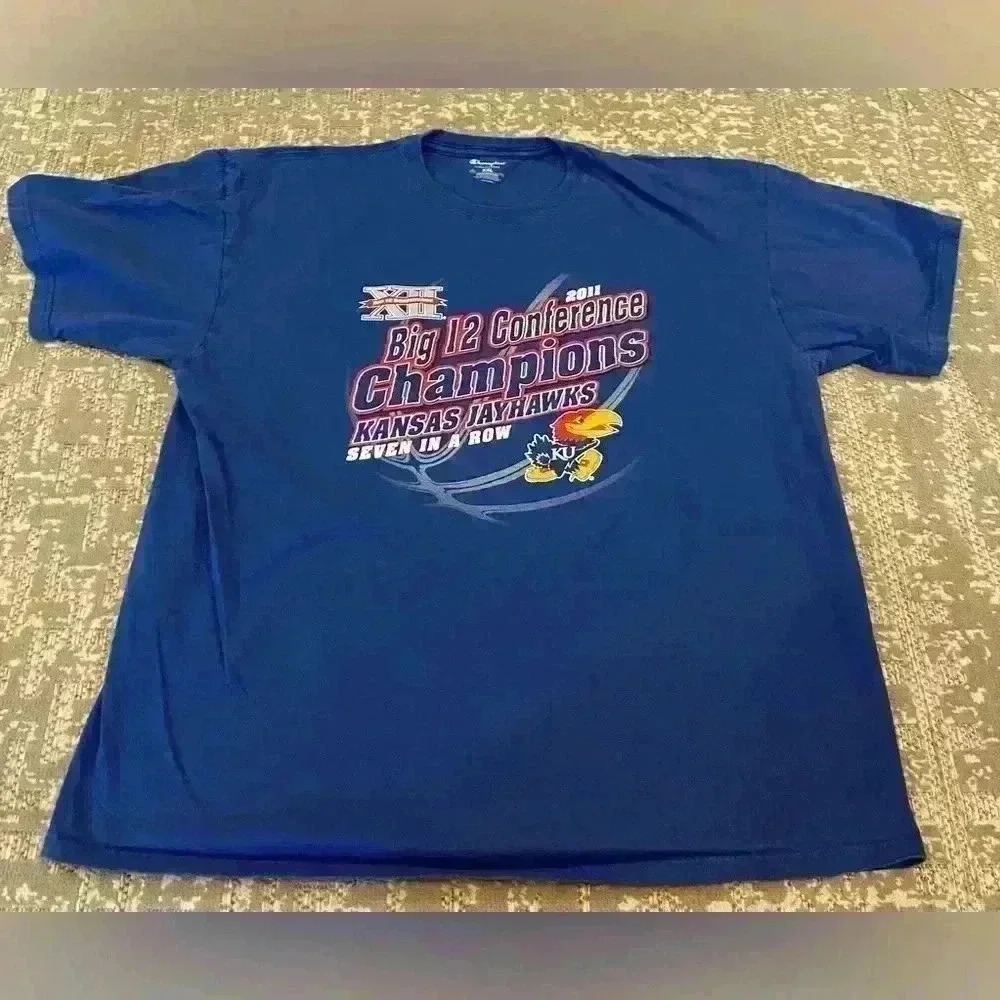 Kansas Jayhawks 2011 Big 12 Champs Short Sleeve Men’s size 2XL color Blue